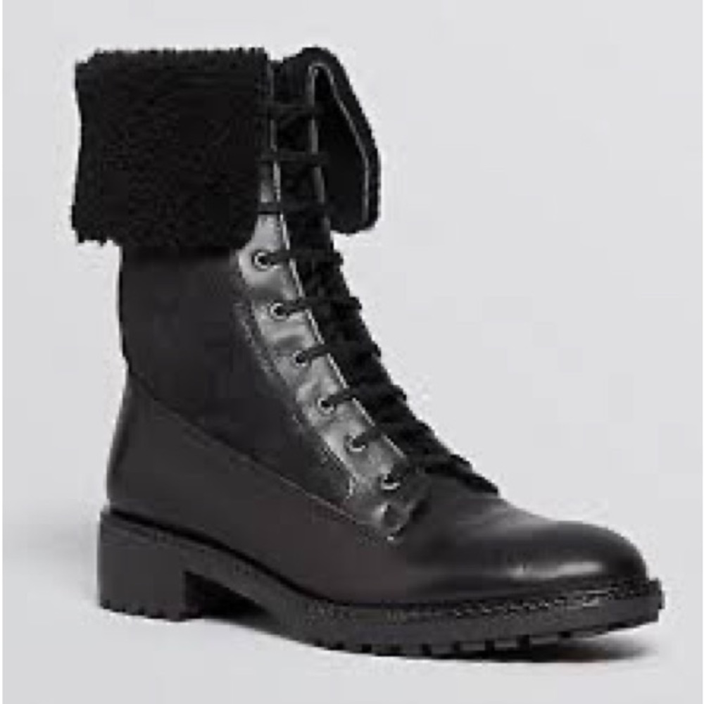 Via Spiga Evi Women’s Black Leather Combat Boots size 8 1/2